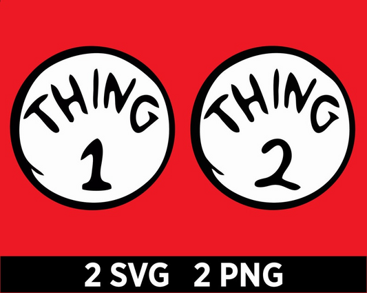 Thing 1 and Thing 2 Layered Svg Png