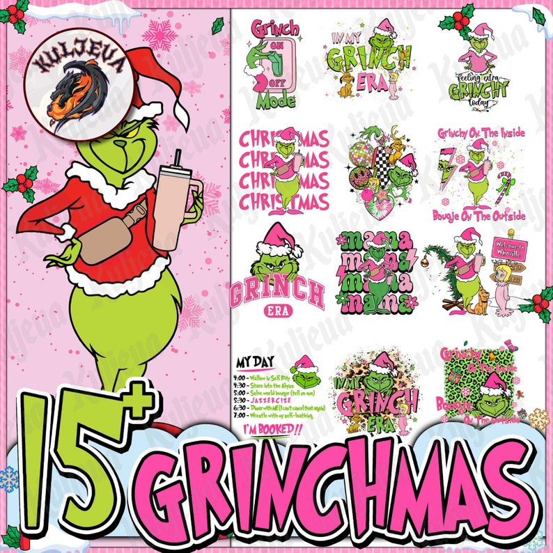 15 Pink Grinch Png Bundle