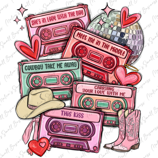 Valentine's Day cassette tapes png