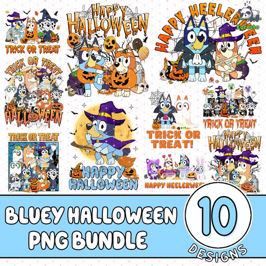10 Bluey Halloween Sublimation Png Bundle