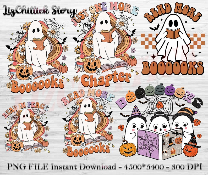 Ghost Reading Book PNG Bundle