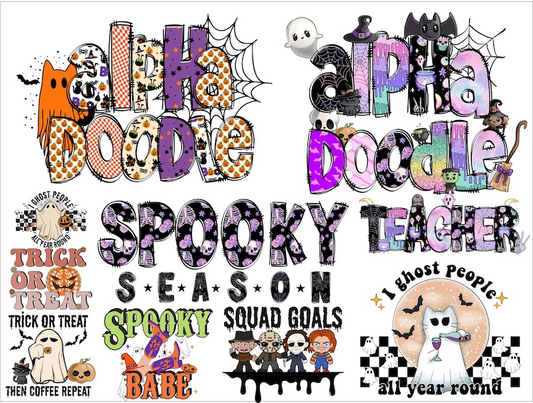 Halloween Doodle letters with Clip Art PNG