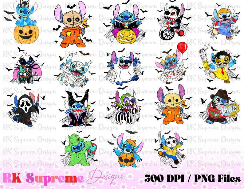 Stitch Halloween Watercolor PNG