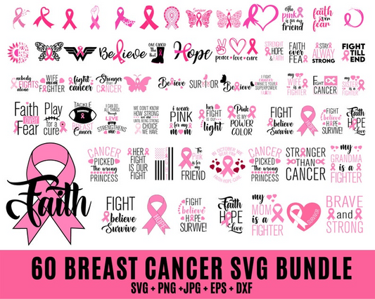 60 Breast Cancer SVG Bundle