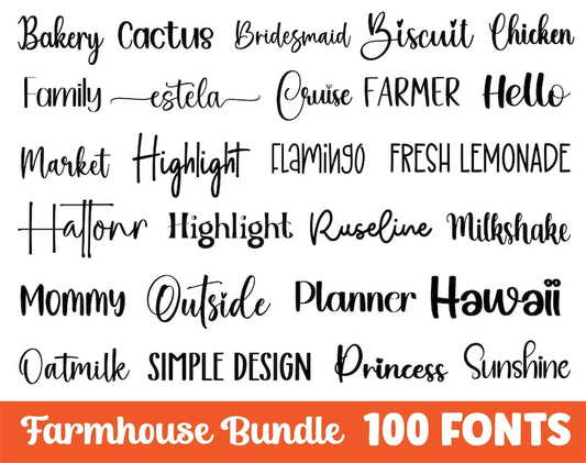 The Ultimate 100 Farmhouse Fonts Bundle